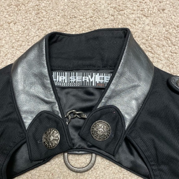 Lip Service 2010 Das Bunker Black Silver Vinyl Military Sleeveless Mini Dress XL - Picture 3 of 5